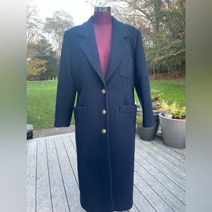 Christian Dior 1992 Full  Length Wool Coat in Navy Size 14 Vintage Classic